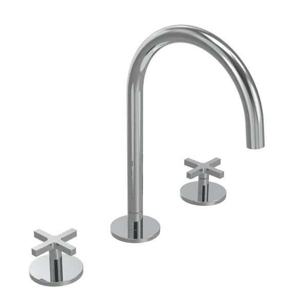 Tavistock Cohort Cross Chrome Deck Mounted 3 Hole Basin Mixer Tap with Waste