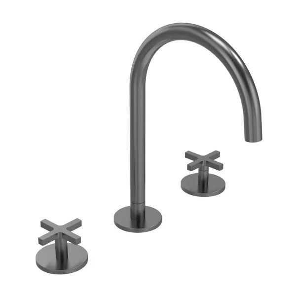 Tavistock Cohort Cross Gunmetal Deck Mounted 3 Hole Basin Mixer Tap with Waste