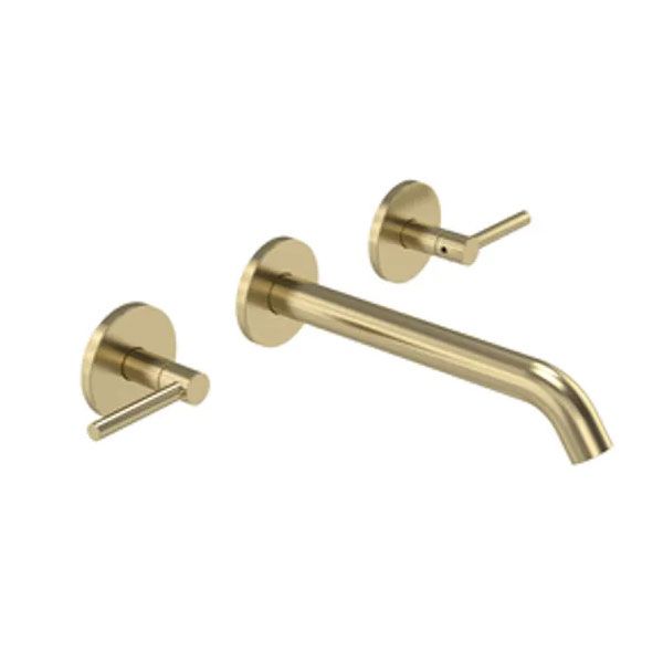 Tavistock Cohort Lever Brushed Brass Wall Mounted 3 Hole Basin Mixer Tap