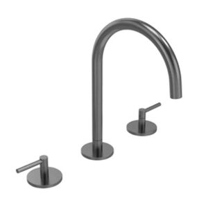 Tavistock Cohort Lever Gunmetal Deck Mounted Basin Mixer Tap with Waste