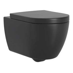 Tissino Davoli Matt Black Rimless Wall Hung Toilet Pan with Seat
