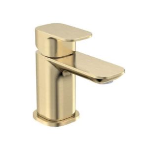 Tavistock Haze Brushed Brass Mini Basin Mixer Tap with Waste