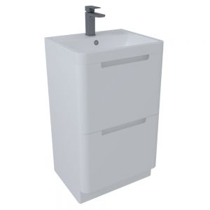 Hartland Monza 500 Gloss White Floor Standing Vanity Unit and Polymarble Basin