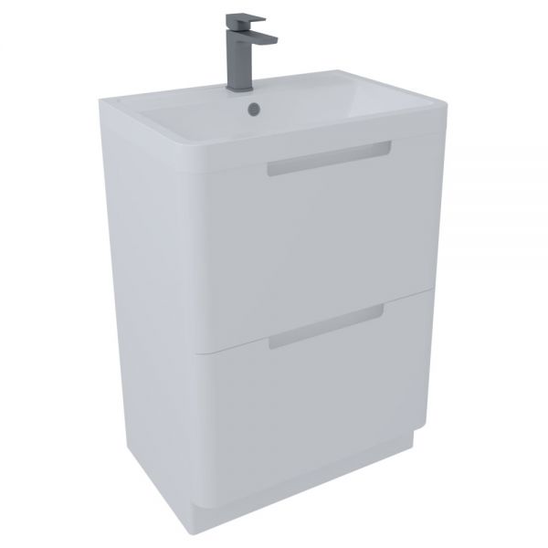 Hartland Monza 600 Gloss White Floor Standing Vanity Unit and Polymarble Basin