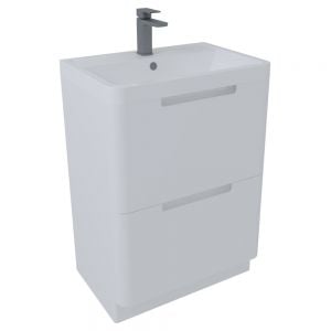 Hartland Monza 600 Gloss White Floor Standing Vanity Unit and Polymarble Basin