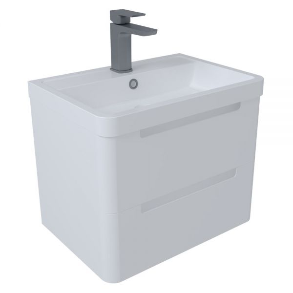 Hartland Monza 500 Gloss White Wall Hung Vanity Unit and Polymarble Basin