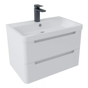 Hartland Monza 600 Gloss White Wall Hung Vanity Unit and Polymarble Basin