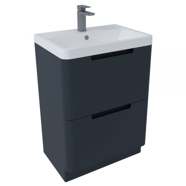 Hartland Monza 600 Shadow Grey Floor Standing Vanity Unit and Polymarble Basin