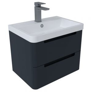 Hartland Monza 500 Shadow Grey Wall Hung Vanity Unit and Polymarble Basin