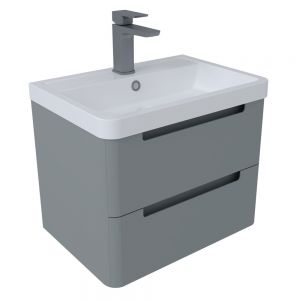 Hartland Monza 500 Grey Wall Hung Vanity Unit and Polymarble Basin