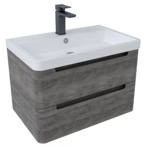 Hartland Monza 600 Graphite Oak Wall Hung Vanity Unit and Polymarble Basin