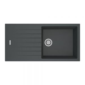 Clearwater Tivoli 1 Large Bowl Inset Basalt Granite Kitchen Sink with Drainer 1000 x 500
