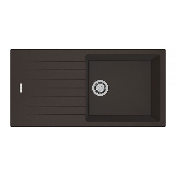 Clearwater Tivoli 1 Large Bowl Inset Mocha Granite Kitchen Sink with Drainer 1000 x 500
