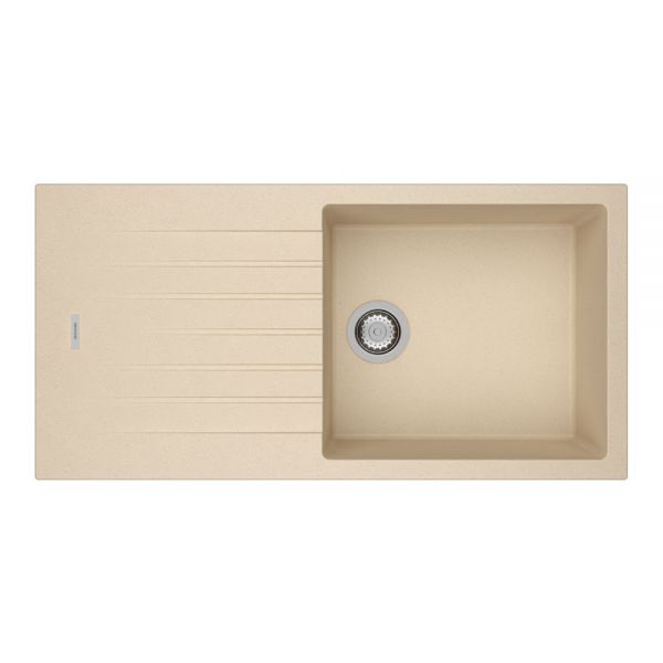 Clearwater Tivoli 1 Large Bowl Inset Moonstone Granite Kitchen Sink with Drainer 1000 x 500