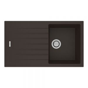 Clearwater Tivoli 1 Bowl Inset Mocha Granite Kitchen Sink with Drainer 860 x 500