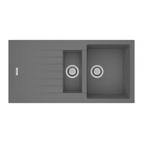 Clearwater Tivoli 1.5 One and a Half Bowl Inset Concrete Granite Kitchen Sink with Drainer 1000 x 500