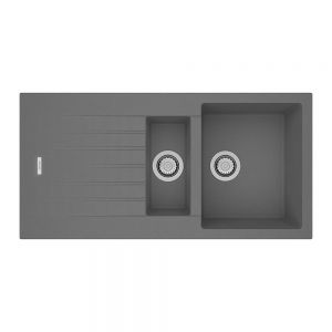 Clearwater Tivoli 1.5 One and a Half Bowl Inset Concrete Granite Kitchen Sink with Drainer 1000 x 500
