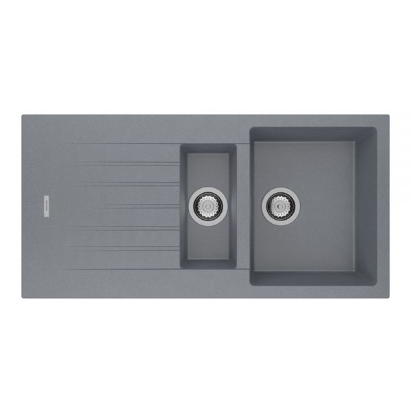 Clearwater Tivoli 1.5 One and a Half Bowl Inset Croma Granite Kitchen Sink with Drainer 1000 x 500