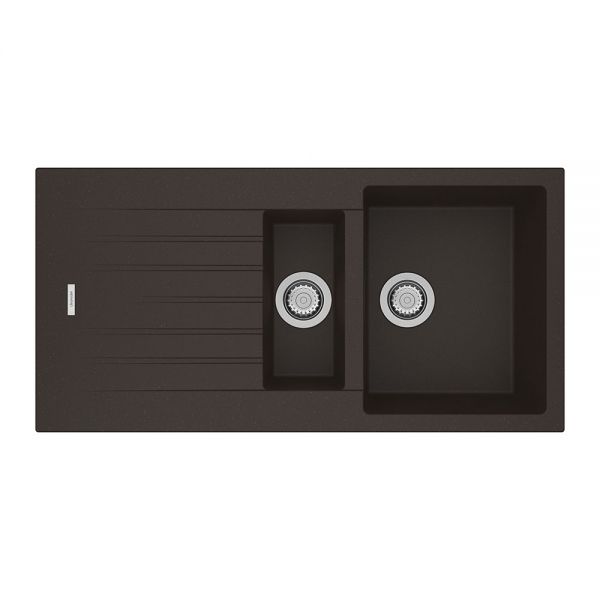 Clearwater Tivoli 1.5 One and a Half Bowl Inset Mocha Granite Kitchen Sink with Drainer 1000 x 500
