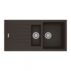 Clearwater Tivoli 1.5 One and a Half Bowl Inset Mocha Granite Kitchen Sink with Drainer 1000 x 500