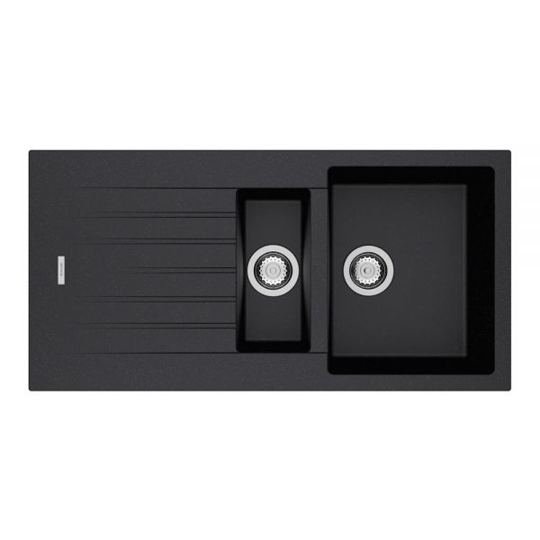 Clearwater Tivoli 1.5 One and a Half Bowl Inset Onyx Granite Kitchen Sink with Drainer 1000 x 500