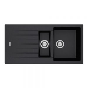 Clearwater Tivoli 1.5 One and a Half Bowl Inset Onyx Granite Kitchen Sink with Drainer 1000 x 500
