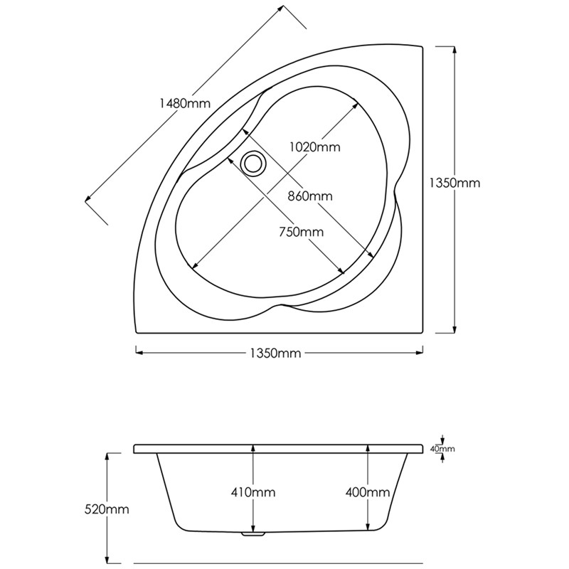 Synergy Symetria Corner Bath 1350 x 1350mm TJLAGUNAM