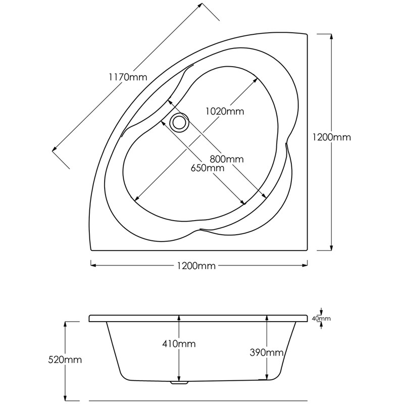 Synergy Symetria Corner Bath 1200 x 1200mm TJLAGUNAS