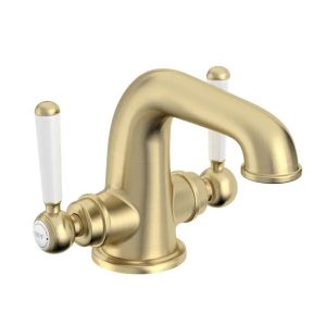 Tavistock Lansdown Brushed Brass Mono Duel Lever Basin Mixer Tap with Waste