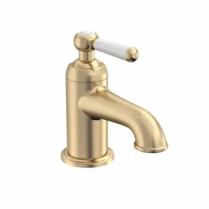 Tavistock Lansdown Brushed Brass Mini Lever Basin Mixer Tap with Waste