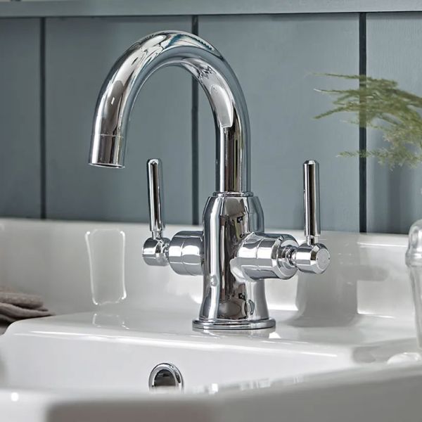 Tavistock Marston Chrome Mono Duel Lever Basin Mixer Tap with Waste #2