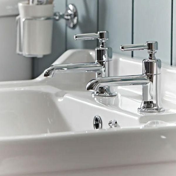 Tavistock Marston Chrome Lever Basin Pillar Taps with Waste #2