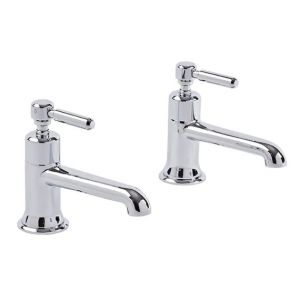 Tavistock Marston Chrome Lever Basin Pillar Taps with Waste
