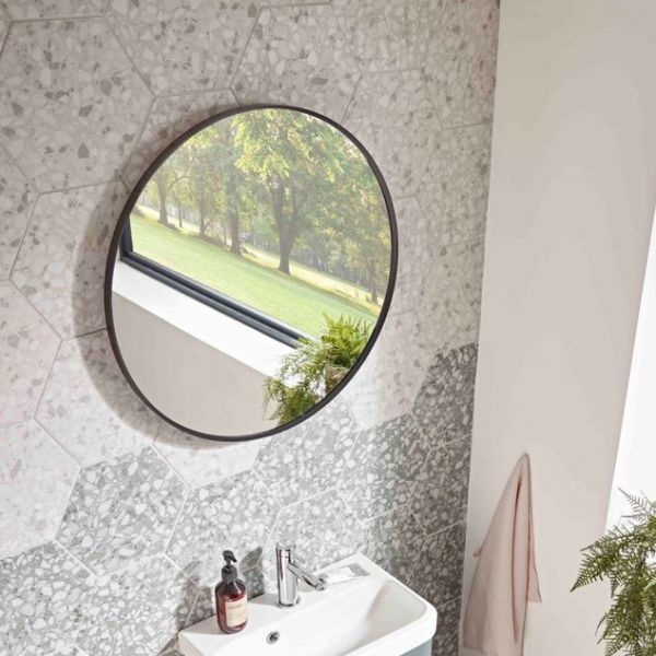 Roper Rhodes Thesis Black Frame 600 x 600mm Circular Bathroom Mirror #2