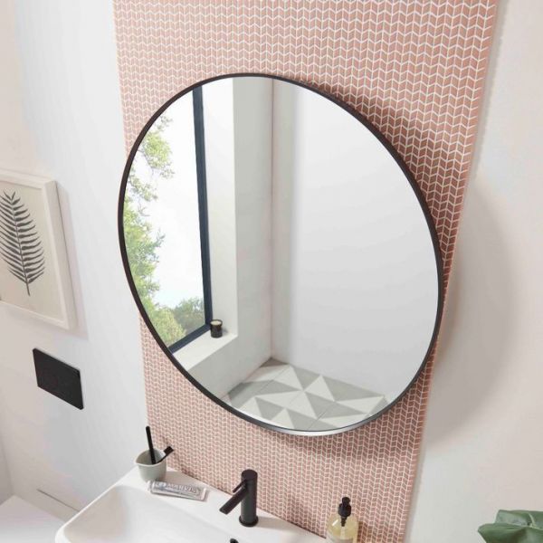 Roper Rhodes Thesis Black Frame 800 x 800mm Circular Bathroom Mirror #2
