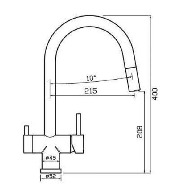 Clearwater Toledo Brushed Brass Filtered Water Pull Out Kitchen Sink Mixer Tap #2