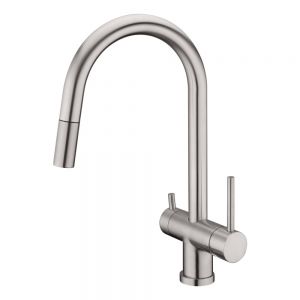 Clearwater Toledo Brushed Nickel Filtered Water Pull Out Kitchen Sink Mixer Tap