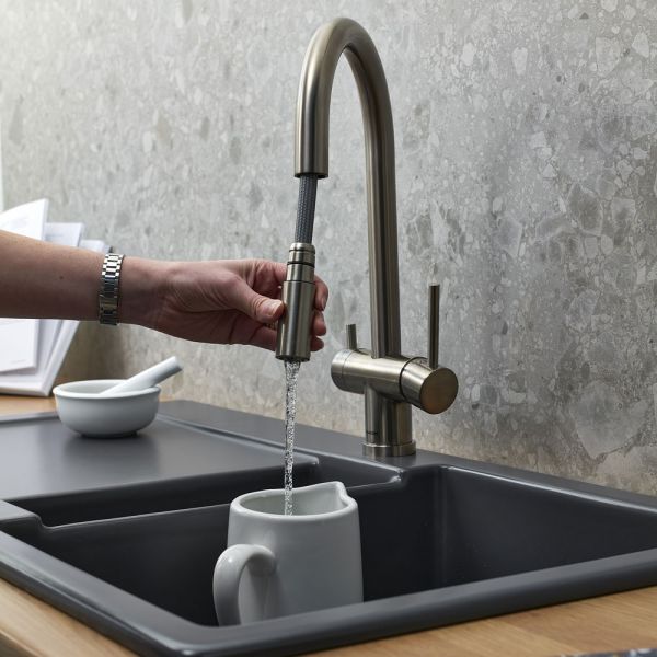 Clearwater Toledo Brushed Nickel Filtered Water Pull Out Kitchen Sink Mixer Tap #3