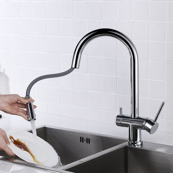 Clearwater Toledo Chrome Filtered Water Pull Out Kitchen Sink Mixer Tap #3