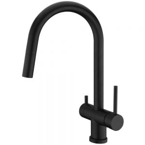 Clearwater Toledo Matt Black Filtered Water Pull Out Kitchen Sink Mixer Tap