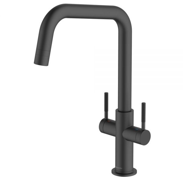 Clearwater Topaz U Dual Lever Matt Black Twist & Spray Monobloc Kitchen Sink Mixer Tap