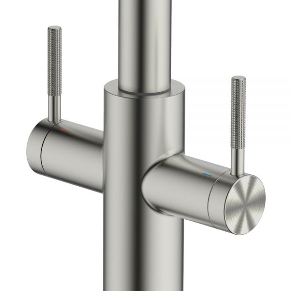 Clearwater Topaz J Dual Lever Brushed Nickel Twist & Spray Monobloc Kitchen Sink Mixer Tap #3