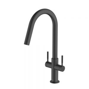 Clearwater Topaz J Dual Lever Matt Black Twist & Spray Monobloc Kitchen Sink Mixer Tap