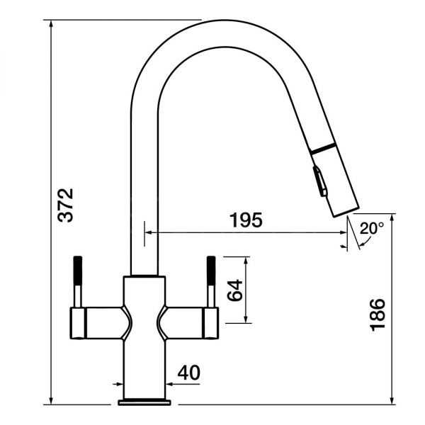 Clearwater Topaz Dual Lever Brushed Nickel Pull Out Monobloc Kitchen Sink Mixer Tap #3