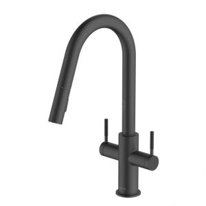 Clearwater Topaz Dual Lever Matt Black Pull Out Monobloc Kitchen Sink Mixer Tap
