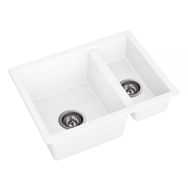 Reginox Toulon White 1.5 Bowl Granite Kitchen Sink 600 x 460mm #2