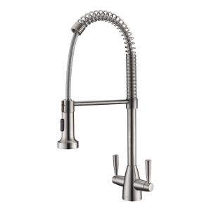 Clearwater Tutti Pro Dual Lever Brushed Nickel Pull Out Kitchen Sink Mixer Tap