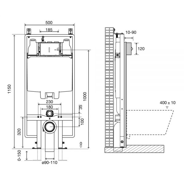 Tissino Rocco2 1140mm Universal Framed Cistern #2