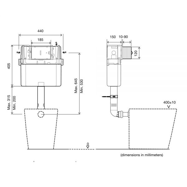 Tissino Rocco2 Top or Front Flush Concealed Cistern #2