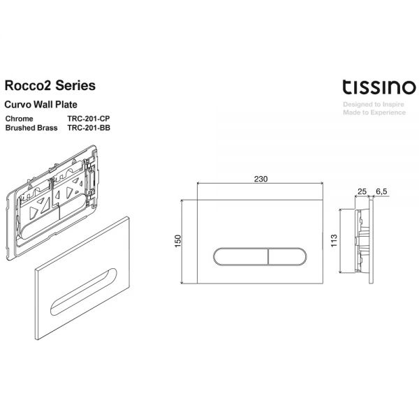 Tissino Rocco2 Curvo Dual Flush Plate Brushed Brass #2